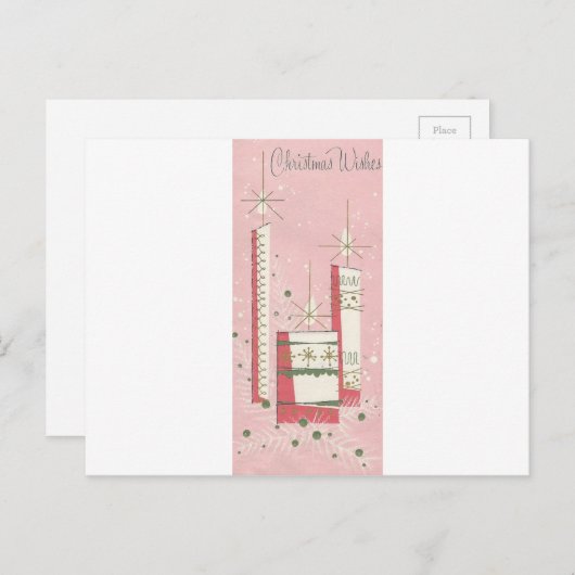 Weihnachtswünsche in Rosa Feiertagspostkarte (Vorne/Hinten)