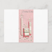 Weihnachtswünsche in Rosa Feiertagspostkarte (Vorderseite)