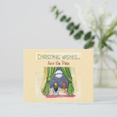 Weihnachtswünsche Kind & Kitty Cat Save the Date Postkarte (Stehend Vorderseite)