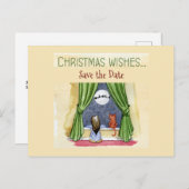Weihnachtswünsche Kind & Kitty Cat Save the Date Postkarte (Vorne/Hinten)