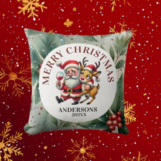 Weihnachtswünsche Kissen (Spread holiday cheer with the Brett Designs Santa Christmas Wishes Throw Pillow.)