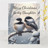 Weihnachtswünsche & Liebe Chickadee Bird Karte (Gelbe Blume)
