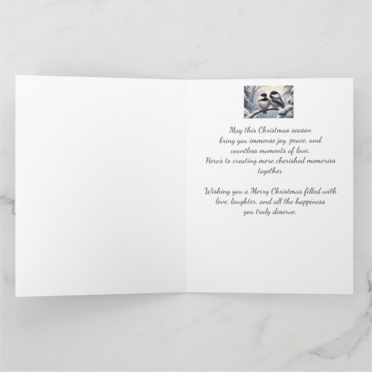 Weihnachtswünsche & Liebe Chickadee Bird Karte (Innenseite)