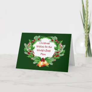 Weihnachtswünsche Mama Holly Berry Kranz Feiertagskarte