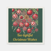 Weihnachtswünsche mit Bienenlicht - Weihnachtsschm Serviette (Vorderseite)