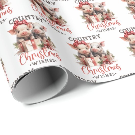 Weihnachtswünsche mit zwei Ferkeln Geschenkpapier (Rolleneckpunkt)