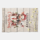 Weihnachtswünsche mit zwei Ferkeln Geschirrtuch (Horizontal)