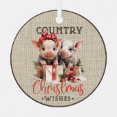 Weihnachtswünsche mit zwei Ferkeln Ornament Aus Metall (Vorderseite)