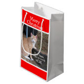 Weihnachtswünsche Orange Tabby Geschenktasche Kleine Geschenktüte (Rückseite Schrägansicht)