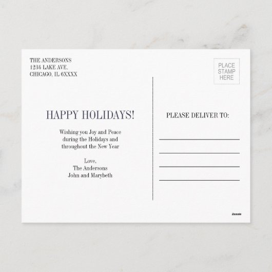 Weihnachtswünsche Postkarte (Rückseite)