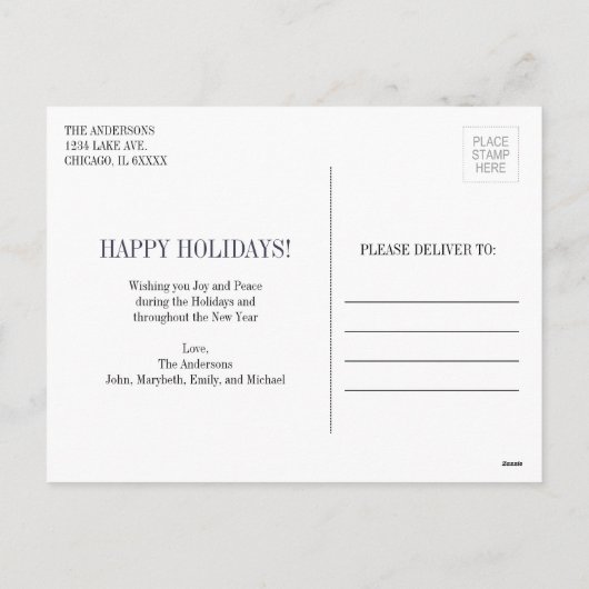 Weihnachtswünsche Postkarte (Rückseite)