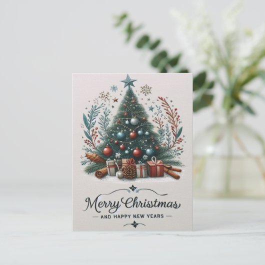 Weihnachtswünsche Postkarte (Stehend Vorderseite)