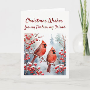 Weihnachtswünsche Roter Kardinalvogel Partner Freu Feiertagskarte
