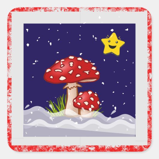 Weihnachtswünsche, Schneetage Quadratischer Aufkleber (Vorderseite)