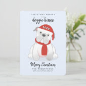 Weihnachtswünsche und Doggie Kisses 2020 Feiertagskarte (Stehend Vorderseite)
