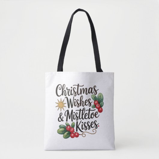Weihnachtswünsche und Mistletoe Kisses Familie Wei Tasche (Vorderseite)