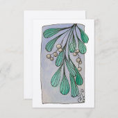 Weihnachtswünsche und Mistletoe Kisses Flachkarte Dankeskarte (Vorne/Hinten)