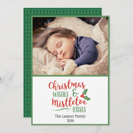 Weihnachtswünsche und Mistletoe Kisses Foto (Vorne/Hinten)