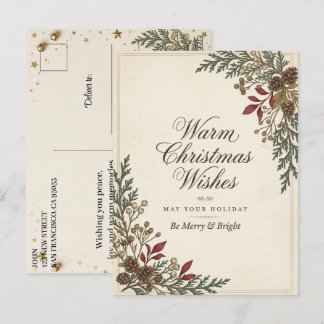 Weihnachtswünsche Vintage-Botanik-Winterfeiertage Postkarte