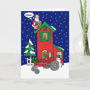 Weihnachtswünsche Vintage Traktor Karte