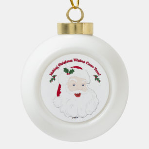 Weihnachtswünsche wahr werden lassen, Vintager Wei Keramik Kugel-Ornament