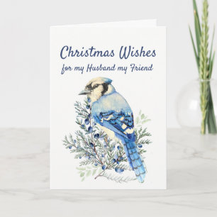 Weihnachtswünsche Winter Blauhäher Ehemann Freund Feiertagskarte