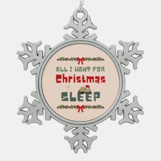 Weihnachtswünschen Schneeflocken Zinn-Ornament (Vorderseite)