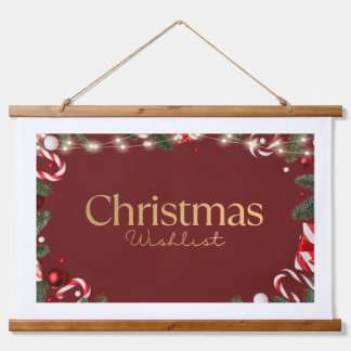 Weihnachtswunschliste Wandhänger Poster | Festlich Wandteppich Mit Holzrahmen