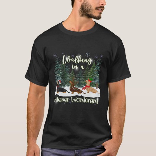 Weihnachtswurst Hund Weiner Designs Unisex Erwachs T-Shirt (Vorderseite)