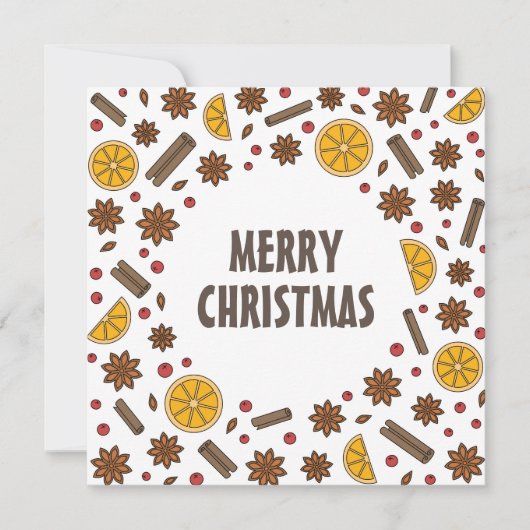 Weihnachtswürze, Zimt, Sternanis, Orangendoodle Karte (Vorderseite)
