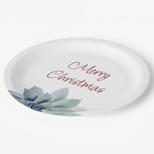 Weihnachtswüste Botanisches Party Sukkulent Pappteller (Schrägansicht)