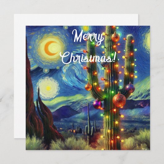 Weihnachtswüste Saguaro Cactus Flat Holiday Card (Vorne/Hinten)
