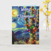 Weihnachtswüste Saguaro Cactus Holiday Card Karte (Gelbe Blume)