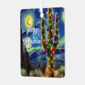 Weihnachtswüste Saguaro Cactus Holiday Card Ornament Aus Metall (Vorderseite links)