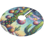 Weihnachtswüste Südwesten Saguaro Kaktus Saison Polyester Weihnachtsbaumdecke (Schrägansicht)