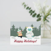 WeihnachtsYeti Feiertagspostkarte (Stehend Vorderseite)