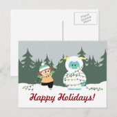 WeihnachtsYeti Feiertagspostkarte (Vorne/Hinten)