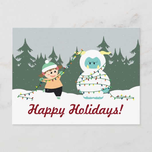 WeihnachtsYeti Feiertagspostkarte (Vorderseite)