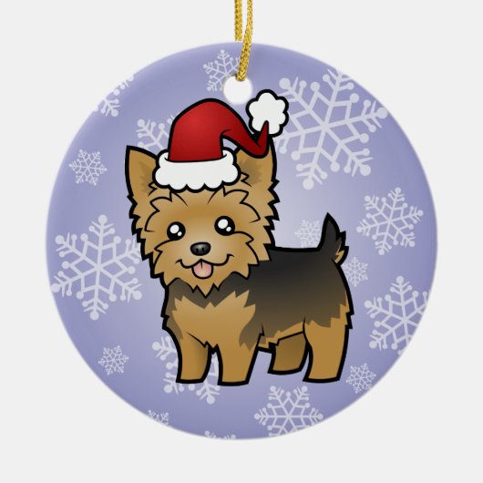 Weihnachtsyorkshire-Terrier (kurzes Haar kein Keramik Ornament (Vorne)