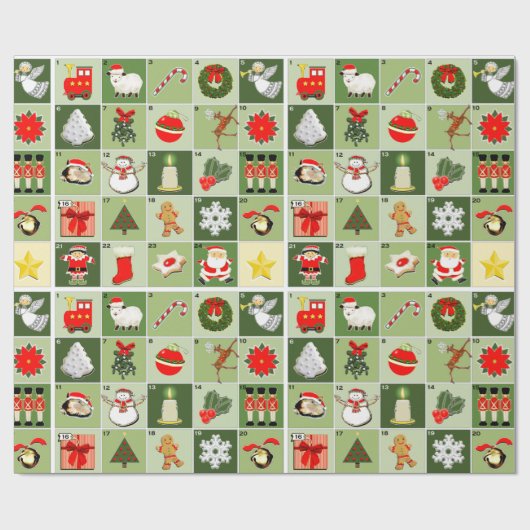 Weihnachtszählung Geschenkpapier (Flach)