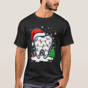 Weihnachtszähne Zahnarzt Dental Xmas Lichter Santa T-Shirt