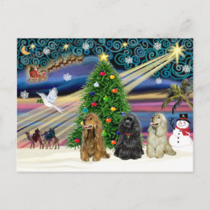 Weihnachtszauber Cocker Spaniels (drei) Feiertagspostkarte