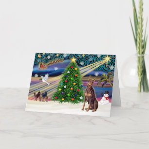 Weihnachtszauber Dobermann Pinscher (rot) Feiertagskarte