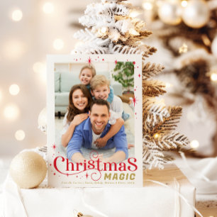 WEIHNACHTSZAUBER FOTO festliche süße Typografie ro Feiertagskarte