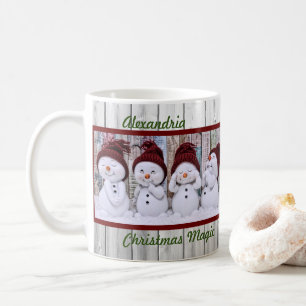 Weihnachtszauber Vier niedliche Schneemänner Frohe Kaffeetasse