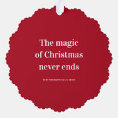 Weihnachtszauberei endet nie ornament karte (Rückseite)