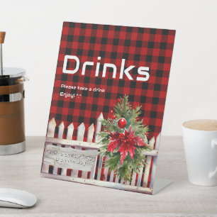 Weihnachtszaun Buffalo Plaid Babyparty Getränke Sockelschild