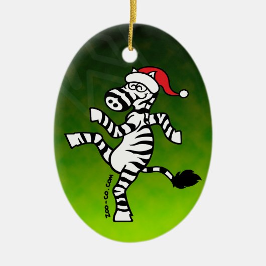 WeihnachtsZebra Keramik Ornament (Vorne)