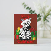 Weihnachtszebra-Postkarte Feiertagspostkarte (Stehend Vorderseite)