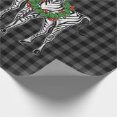 Weihnachtszebras, Weihnachtskranz, grau kariert Geschenkpapier (Ecke)